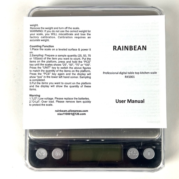 Rainbean 3KG Food Kitchen Scale Digital Grams & Ounces 5" X 4" - Picture 4 of 7